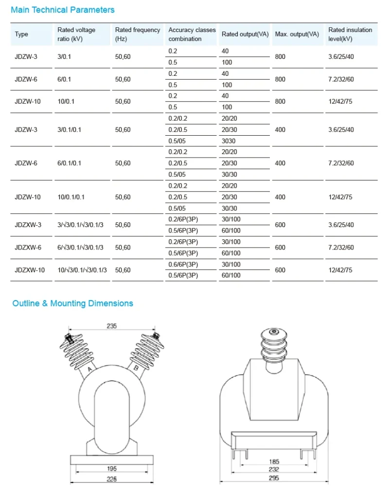 JDZW(X) 3,6,10 Outing Voltage Transformer
