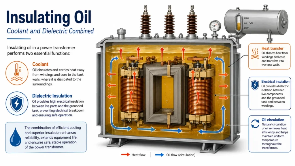 Inside a Power Transformer Insulating Oil   Coolant and Dielectric Combined