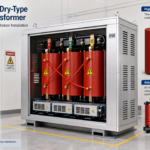 Resin-insulated dry-type transformer with IP20 enclosure installed indoors