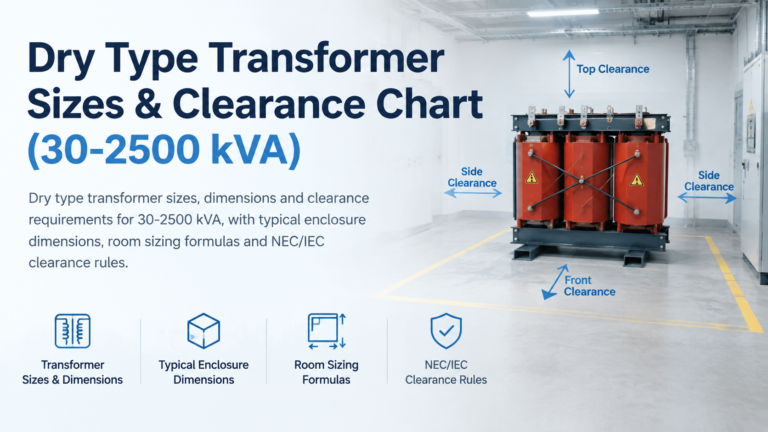 Dry Type Transformer Sizes & Clearance Chart (30-2500 kVA)
