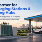 Medium voltage transformer and switchgear serving an EV charging hub with multiple DC fast chargers