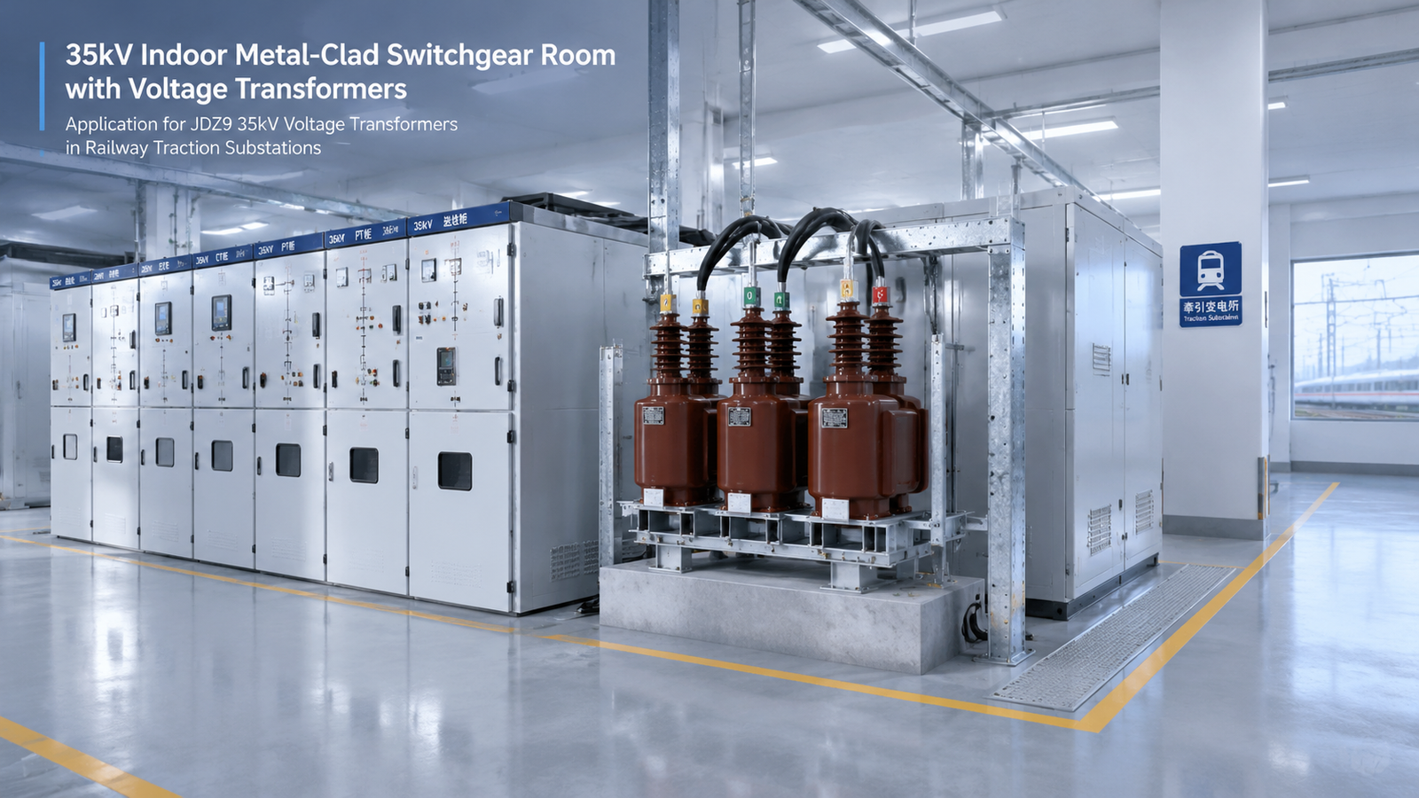 JDZ9-35 35kV voltage transformers installed in an indoor metal-clad switchgear room