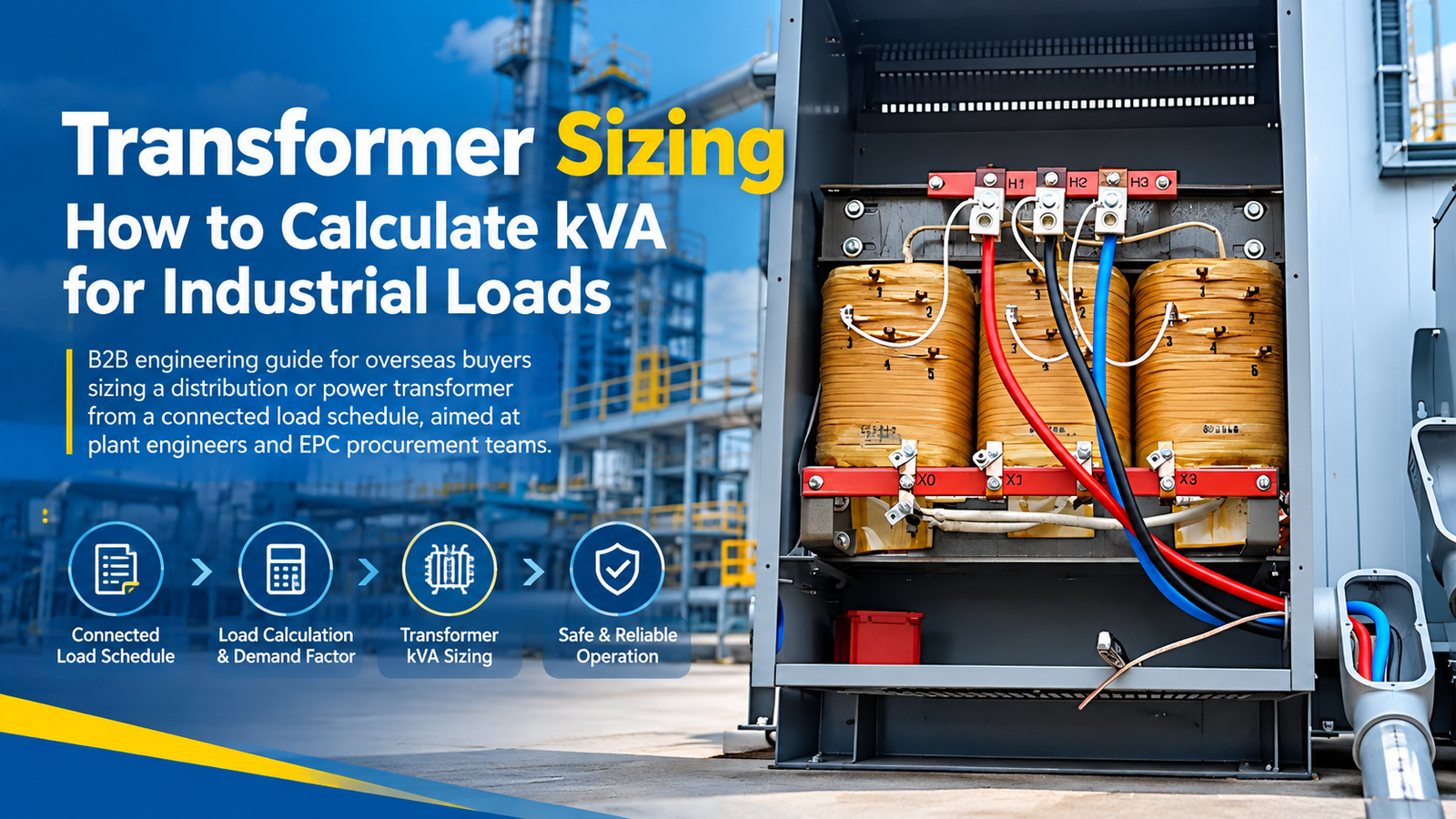 Transformer sizing kVA load calculation for an industrial distribution project